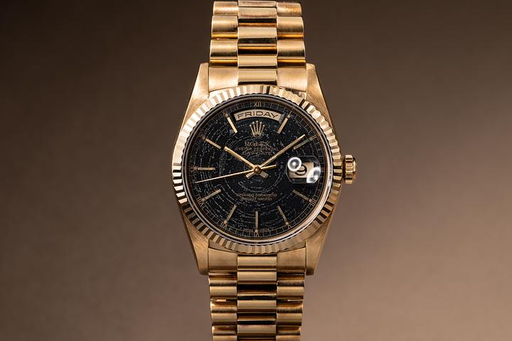 1995 Rolex 18K YG Day-Date 18238 Black Dial