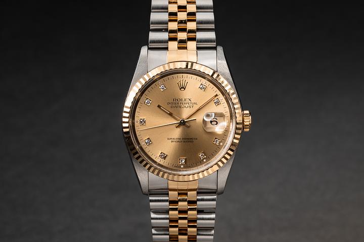 1990 Rolex Datejust 16233 Champagne Diamond Dial