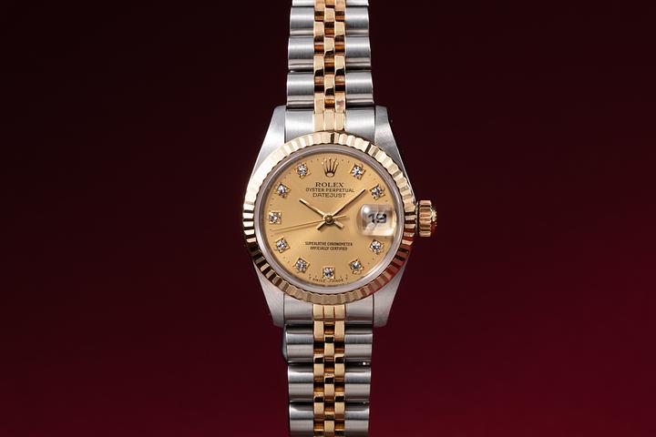 1989 Rolex Ladies Two-Tone DateJust 69173 Champagne Diamond Dial
