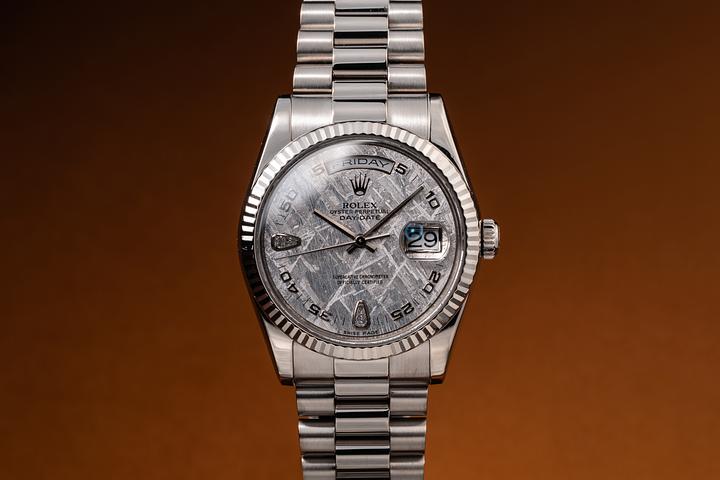 2000 Rolex 18K WG Day-Date Meteorite Diamond Dial with Box & Papers