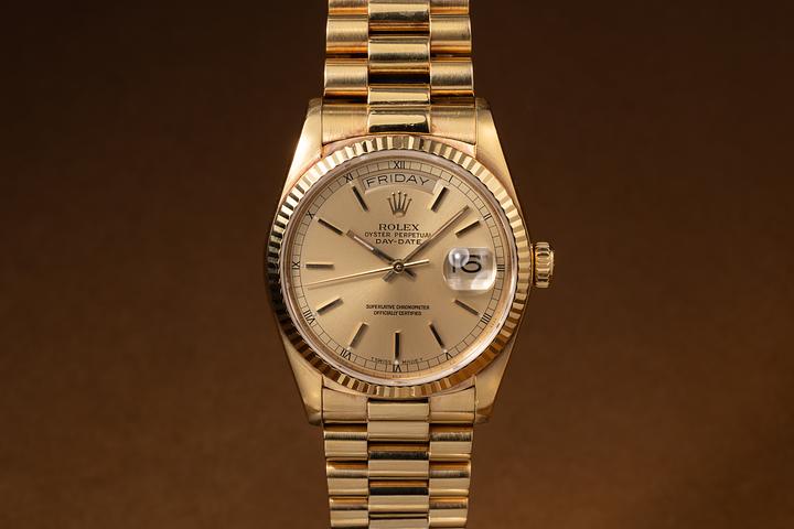 1988 Rolex 18K YG Day-Date 18038 Champagne Dial