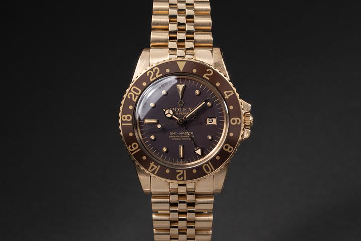 1970 Rolex 18K YG GMT-Master 1675 Brown Nipple Dial