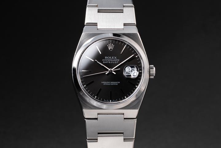 1990 Rolex OysterQuartz DateJust 17000 Black Dial with Rolex Service Card and Tag