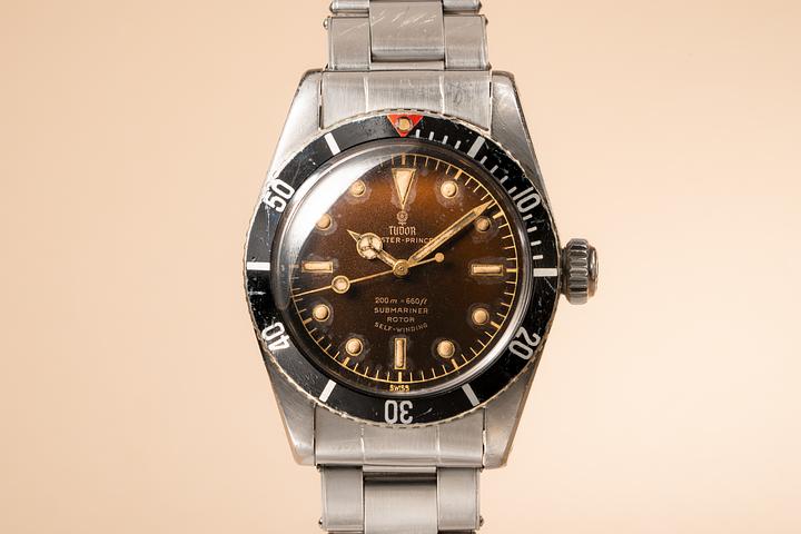 1958 Tudor Red Triangle Submariner 7924 Big Crown with Tropical Gilt Dial
