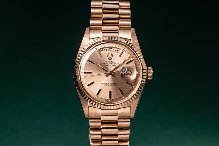 1971 Rolex 18K Rose Gold Day-Date 1803 with Double Punched Papers