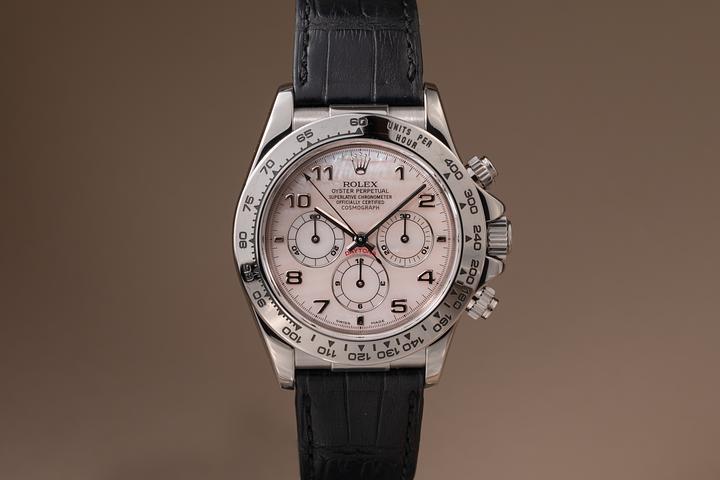 1999 Rolex 18K WG Daytona 16519 MOP Arabic Dial