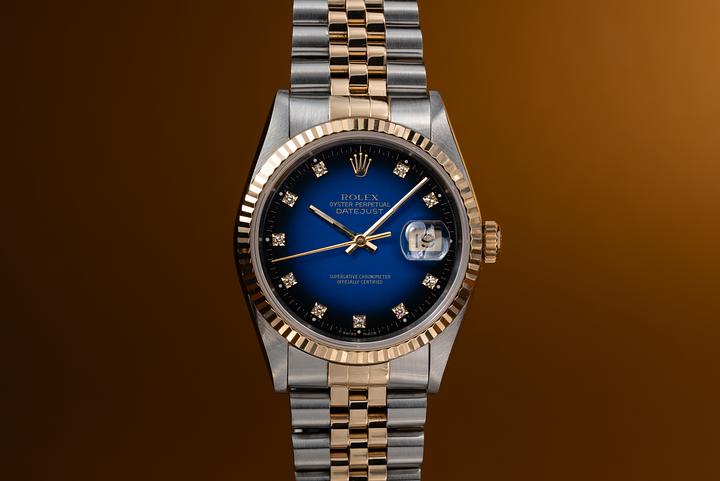 1994 Rolex Two-Tone DateJust 16233 Blue Vignette Diamond Dial