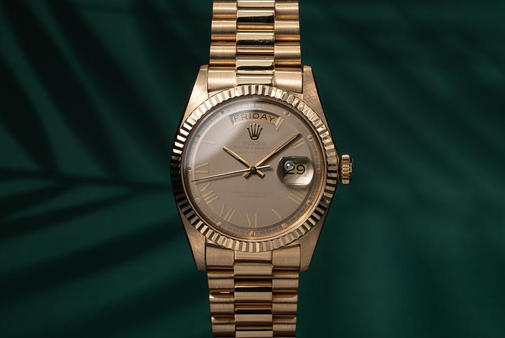 1973 Rolex 18K YG Day-Date 1803 Beige Roman Numeral Dial