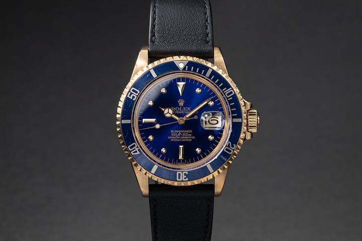 1972 Rolex 18K YG Submariner 1680 Blue Nipple Dial