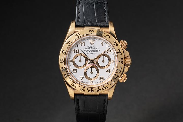 1997 Rolex 18K YG Daytona 16518 White Arabic Dial