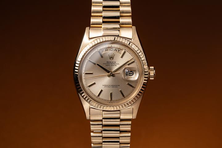 1964 Rolex 18k YG Day-Date 1803 No-Lume Champagne Dial