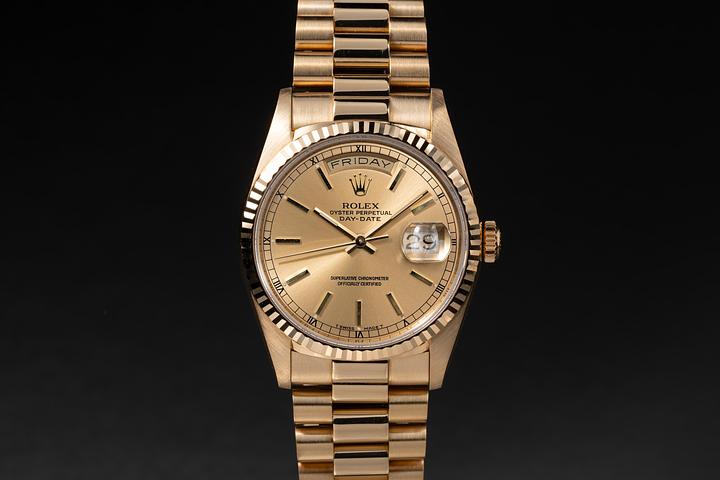 1989 Rolex 18K YG Day-Date 18238 Champagne Dial