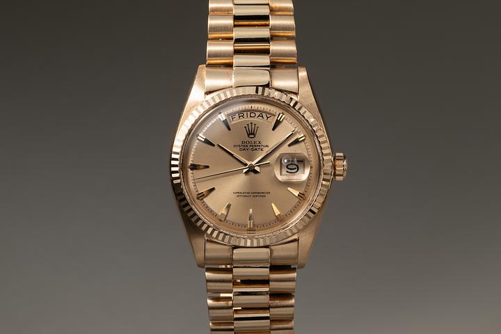 1962 Rolex 18k YG Day-Date 1803 Champagne Claw Dial