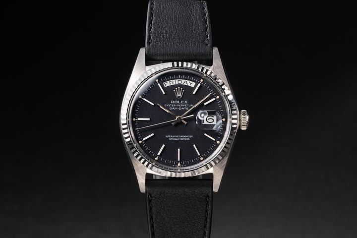 1976 Rolex 18K WG Day-Date 1803 Black Confetti Dial