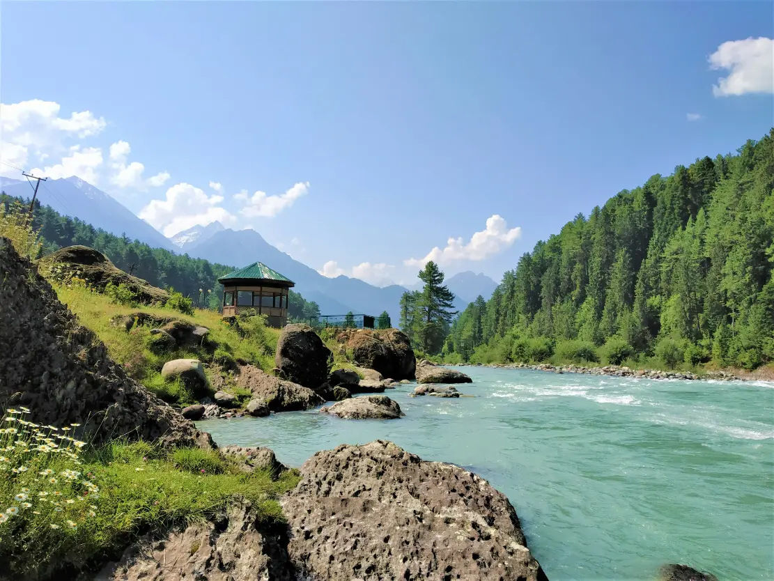 Pahalgam Lidder river flowing through the valley