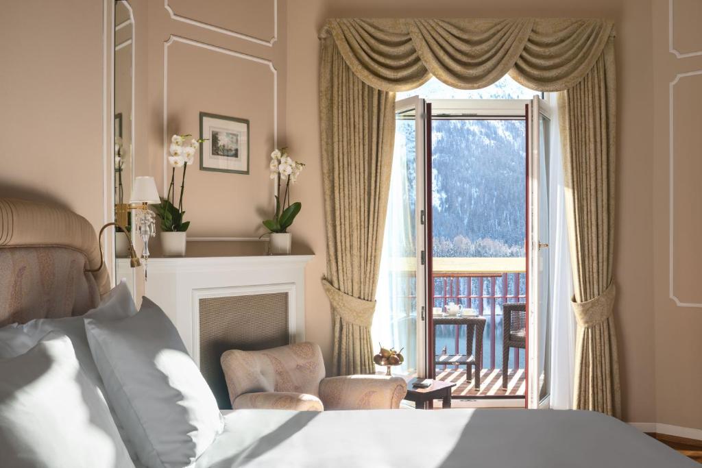 Badrutt’s Palace Hotel deluxe lake view room St Moritz luxury stay Switzerland
