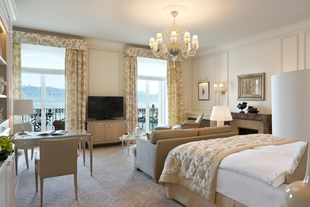 Lake view room at Beau Rivage Palace Lausanne Switzerland
