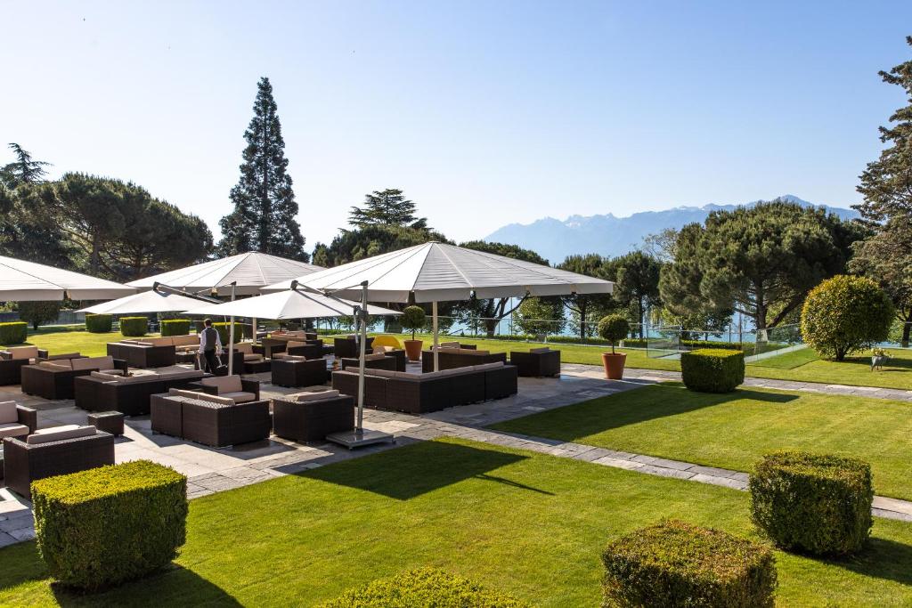 Gardens at Beau Rivage Palace Lausanne luxury hotel
