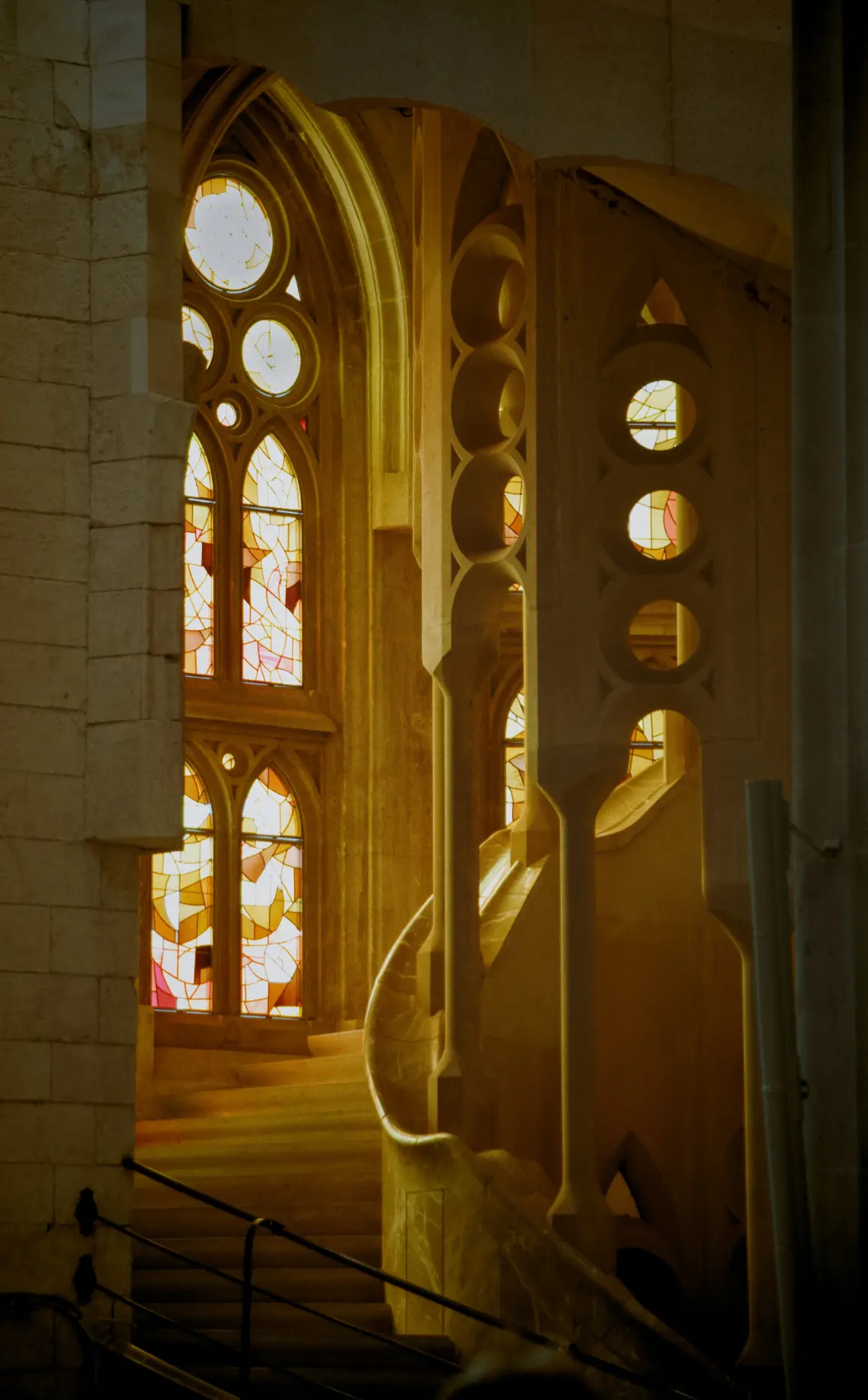 Sagrada Familia interior stained glass Barcelona morning light