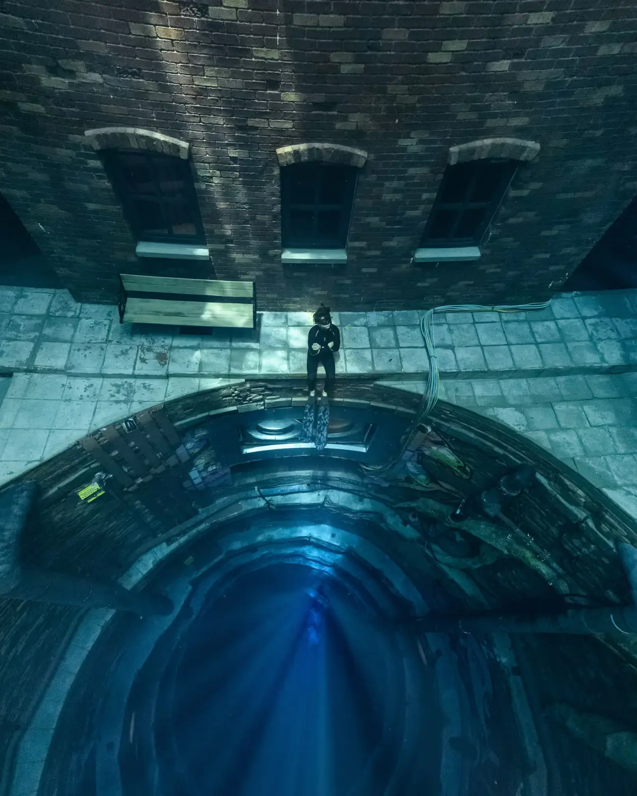 Scuba diver inside Deep Dive Dubai world deepest pool