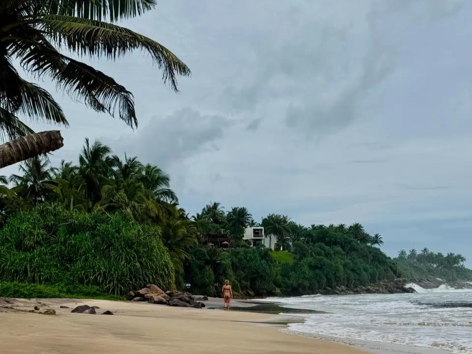 Ahangama beach Sri Lanka empty coastline