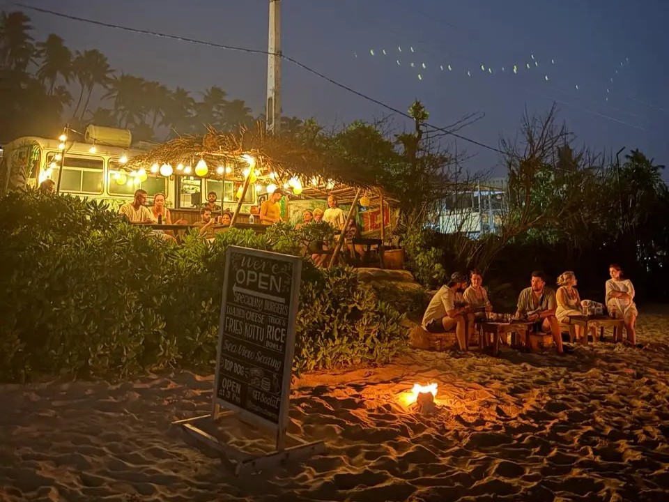 Beach food truck Mirissa Sri Lanka at night