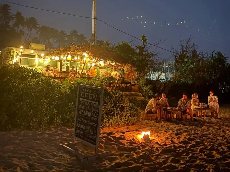 Beach food truck Mirissa Sri Lanka at night