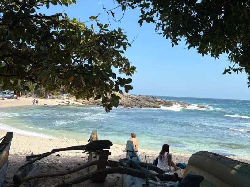 Sri Lanka south coast beach rocky shore