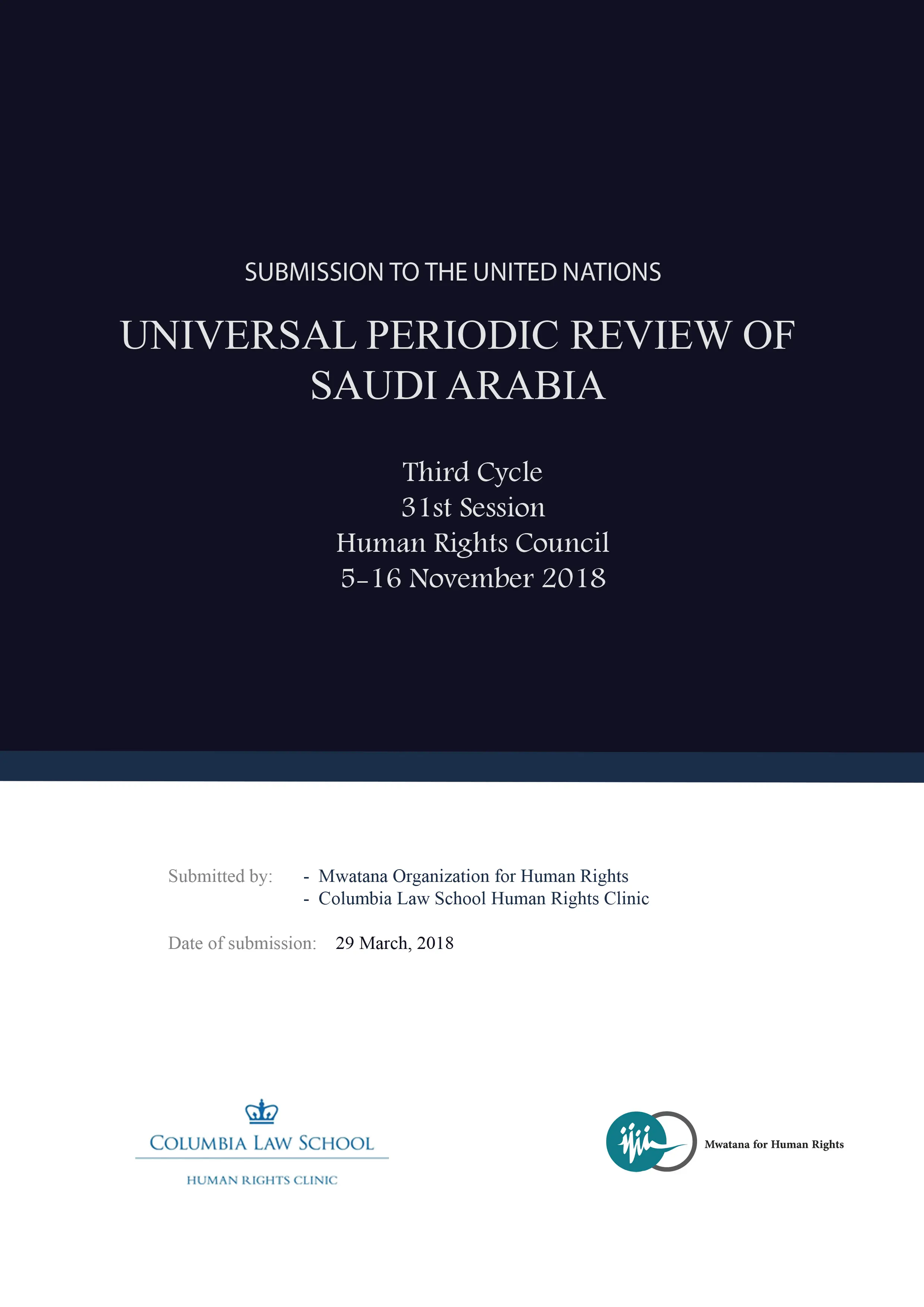 Submission to the United Nations about Universal Periodic Review of Saudi Arabia