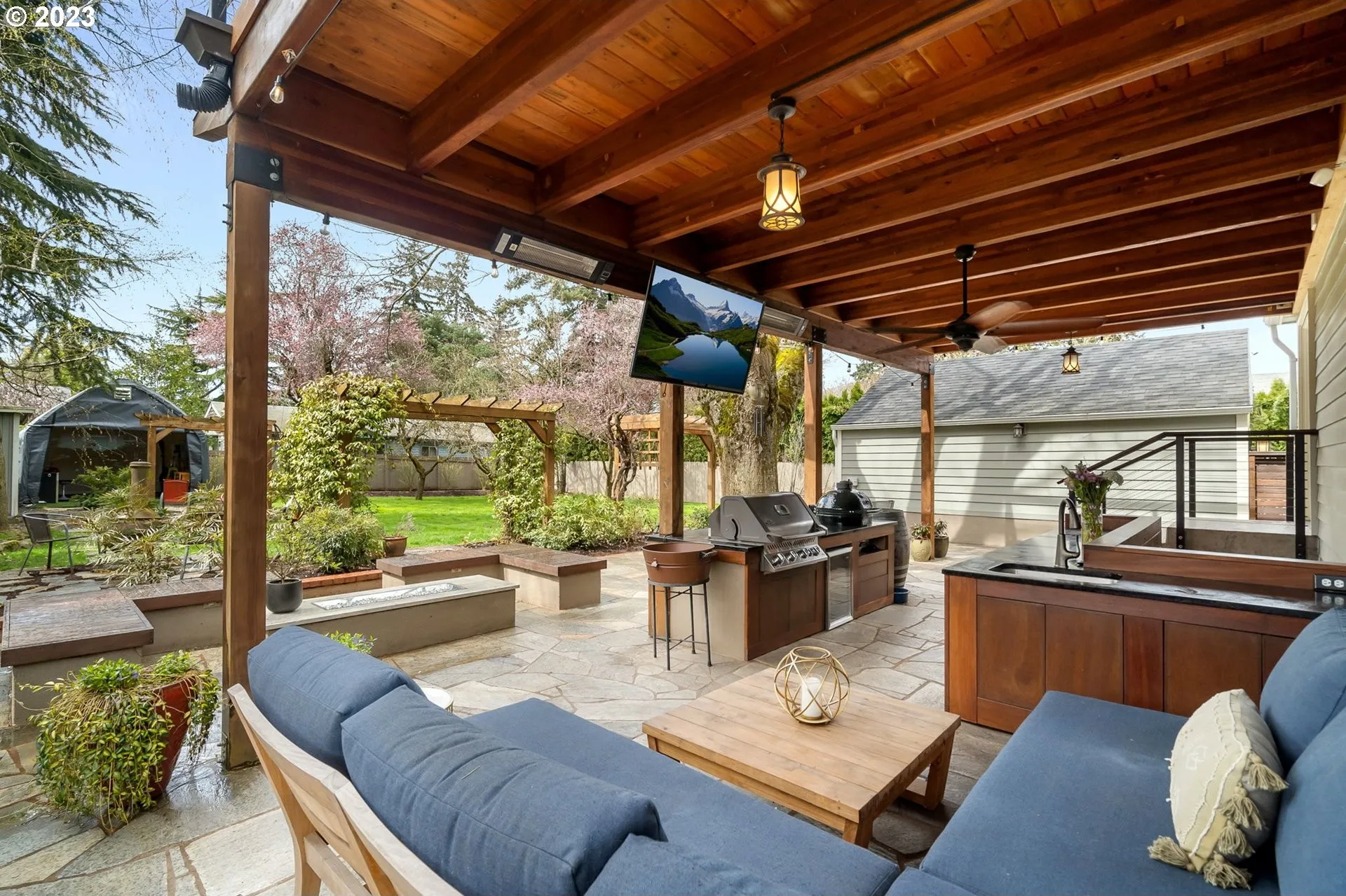 Custom outdoor patio with seating area