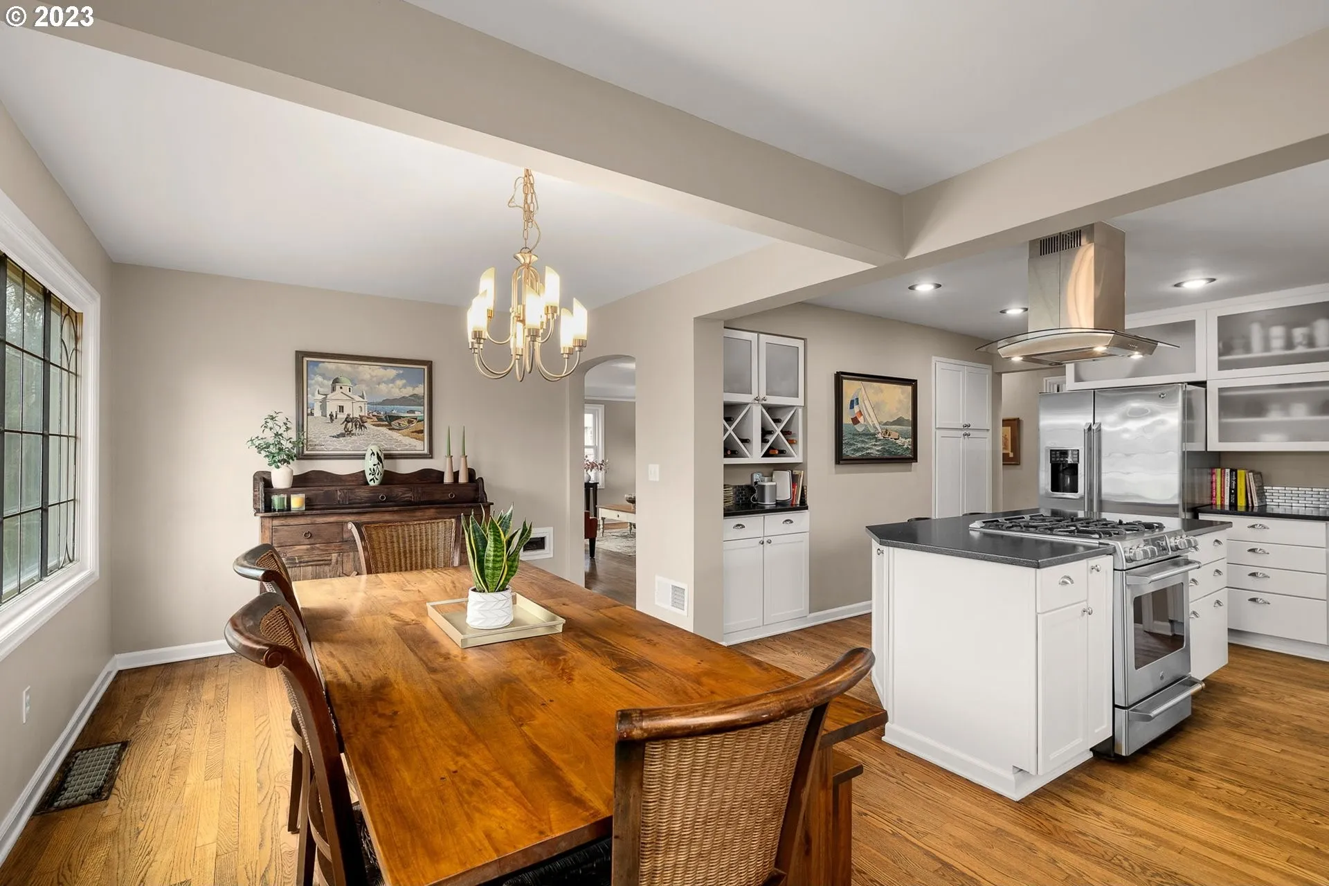 Converted dining area with bar feature after remodel