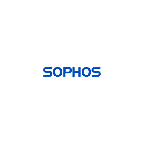 Sophos company logo in blue letters on a black background.