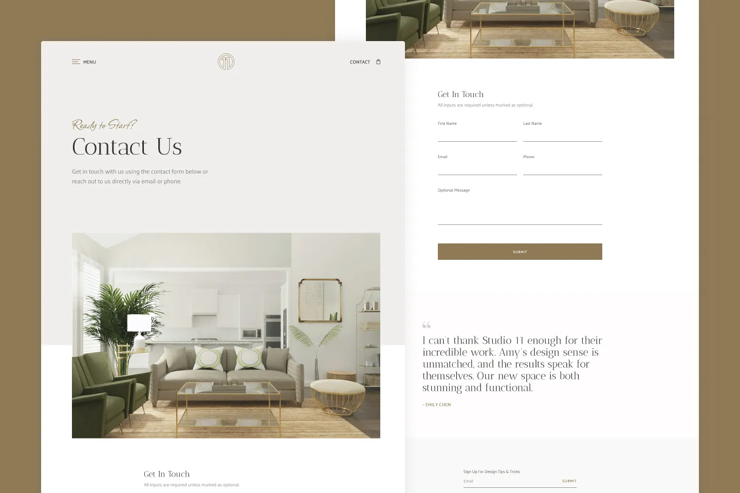 Contact us v2 page desktop mockup