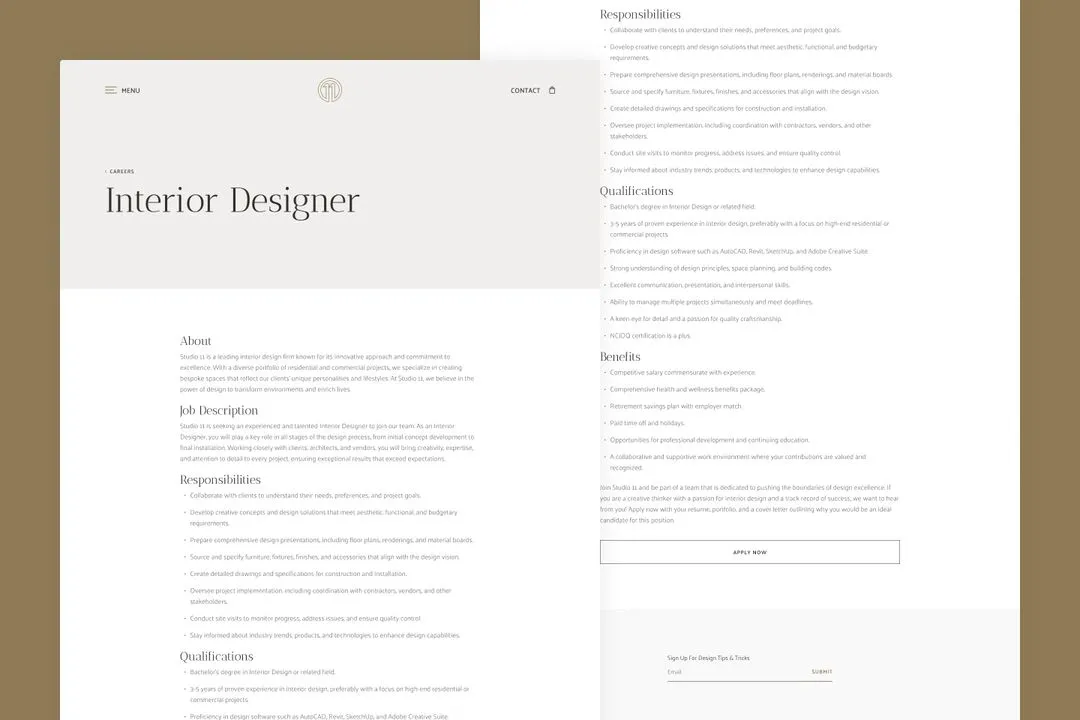 Careers listing page desktop mockup