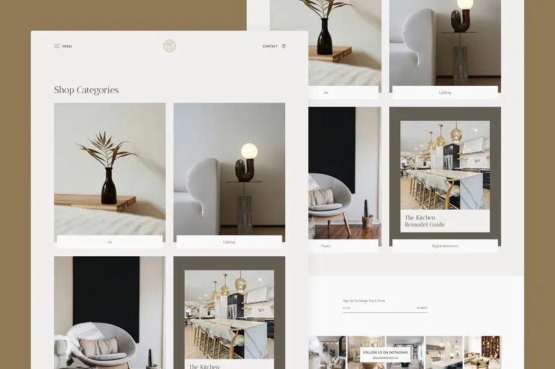 All categories page desktop mockup