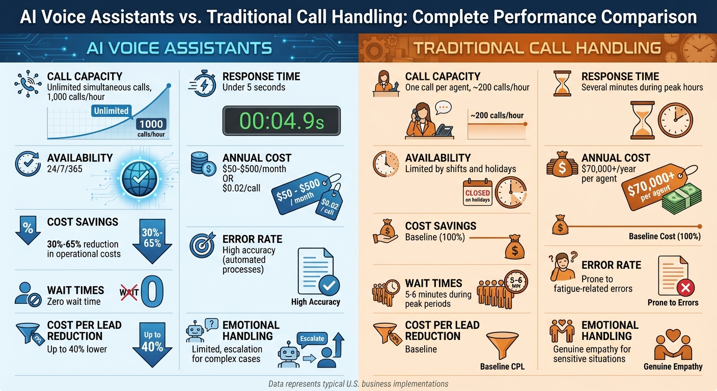 AI Voice Assistants vs Traditional Call Handling: Key Metrics Comparison