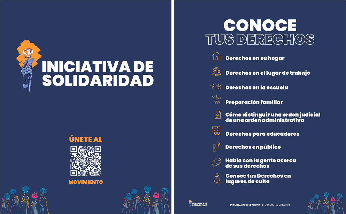 Una portada en PDF titulada Iniciativa de Solidaridad, y un índice titulado Conoce tus Derechos