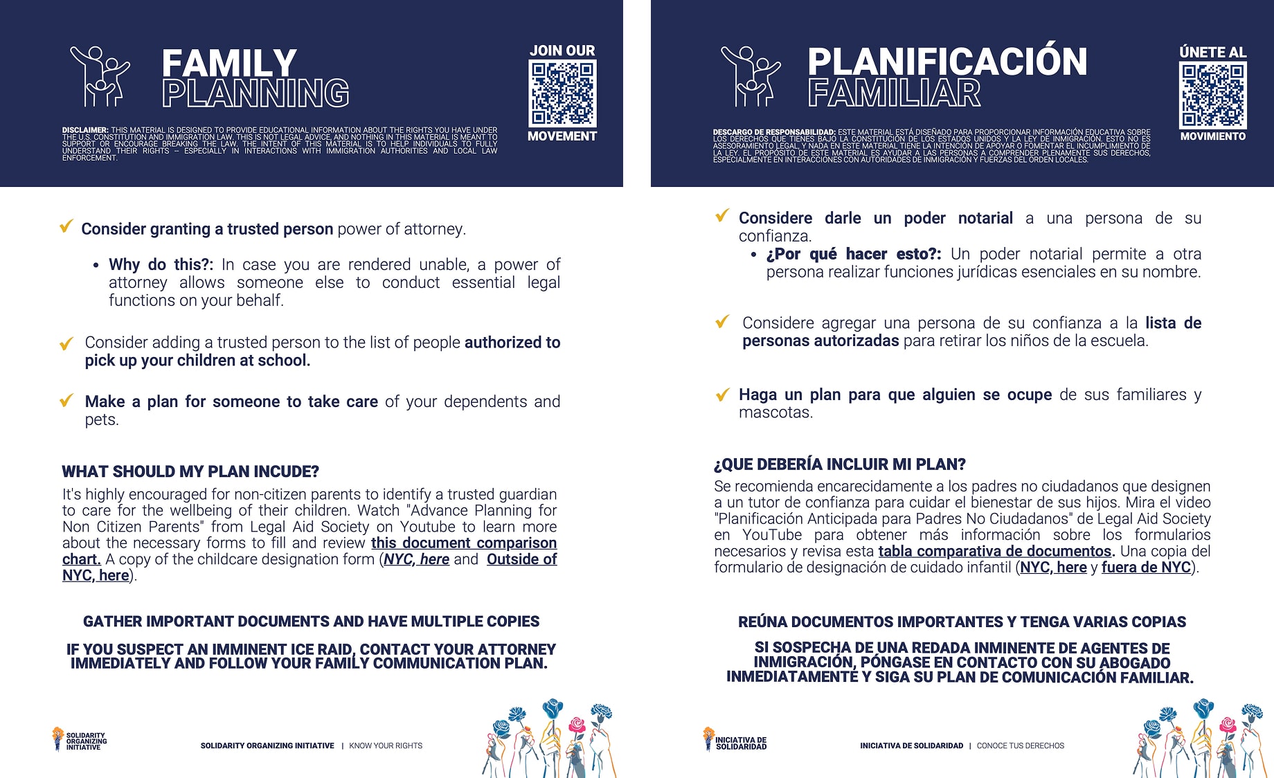 An English and Spanish version of a flier titled Family Planning, with informational text