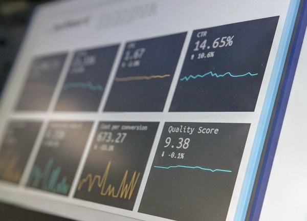 Digital performance metrics and optimization dashboards, representing ongoing optimization and long-term results for business websites.