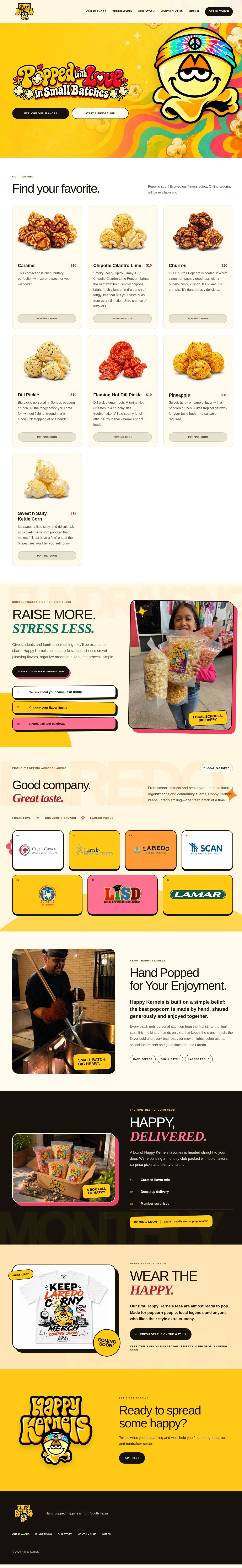 Happy Kernels: Live brand website, full-page preview