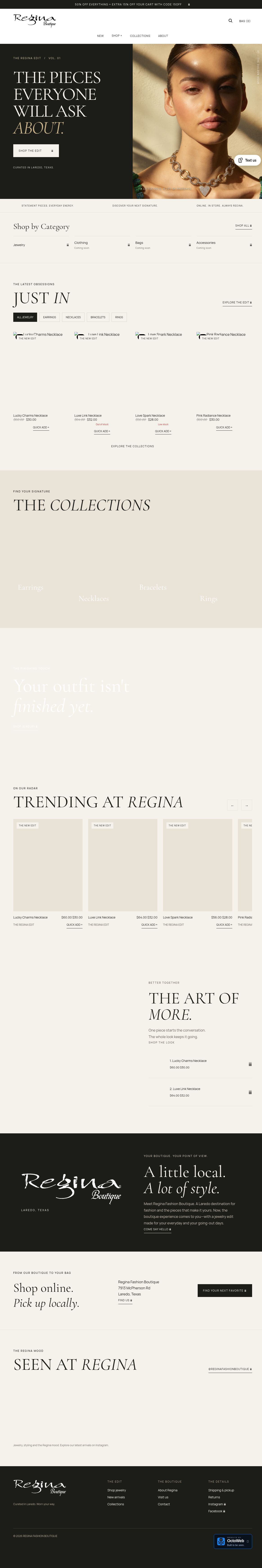Regina Fashion Boutique live website — The pieces everyone will ask about.
