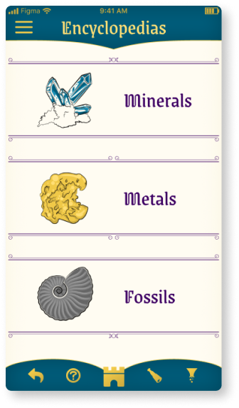 Preview of app screen for selecting an encyclopedia