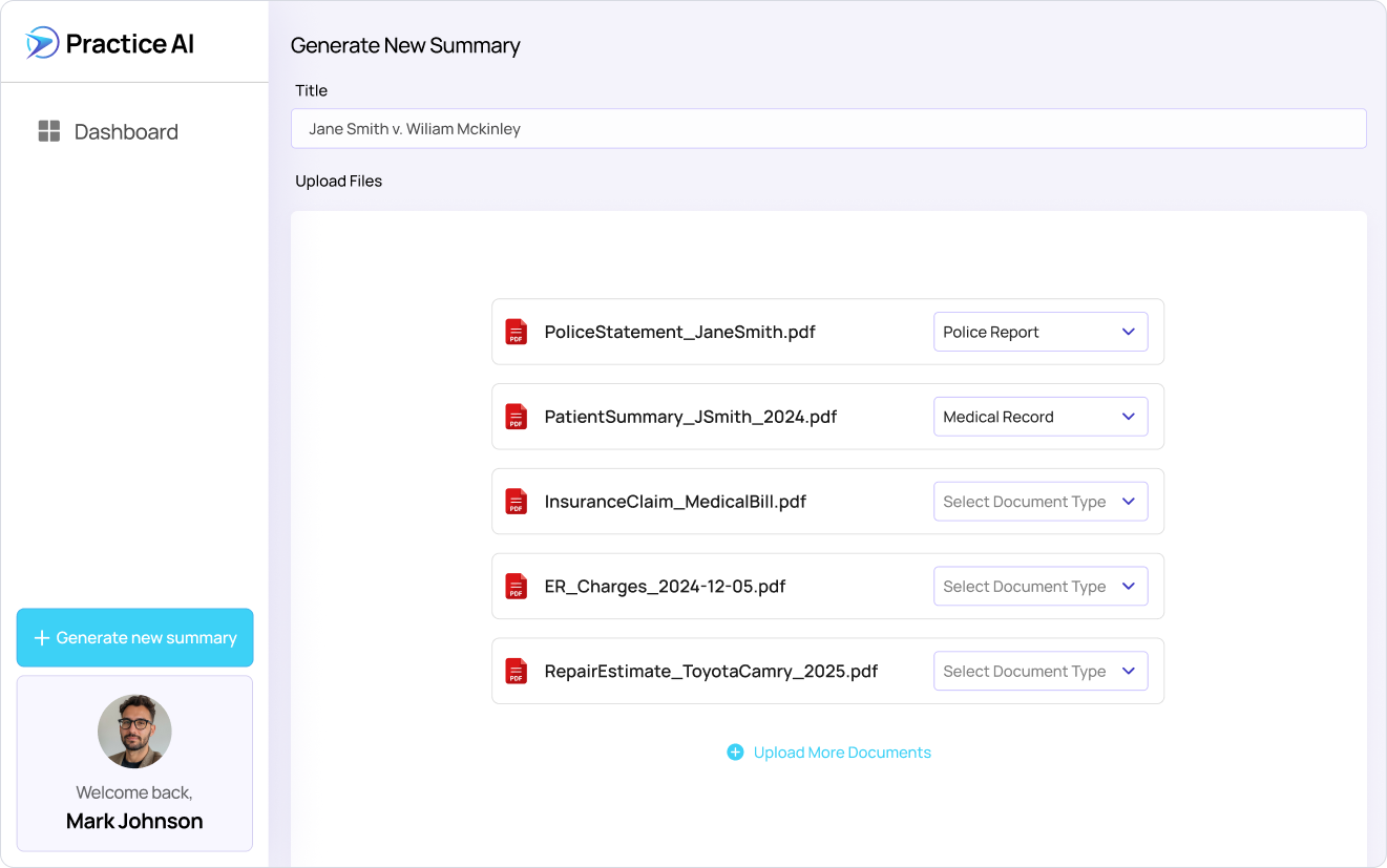 Document management platform interface