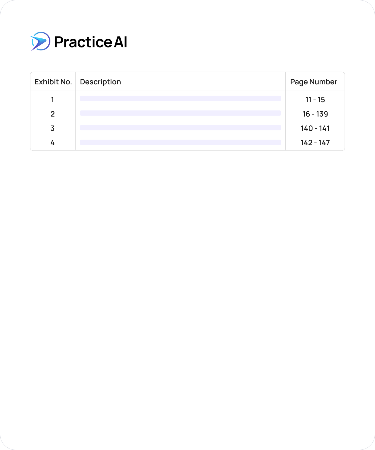 exhibit table preview