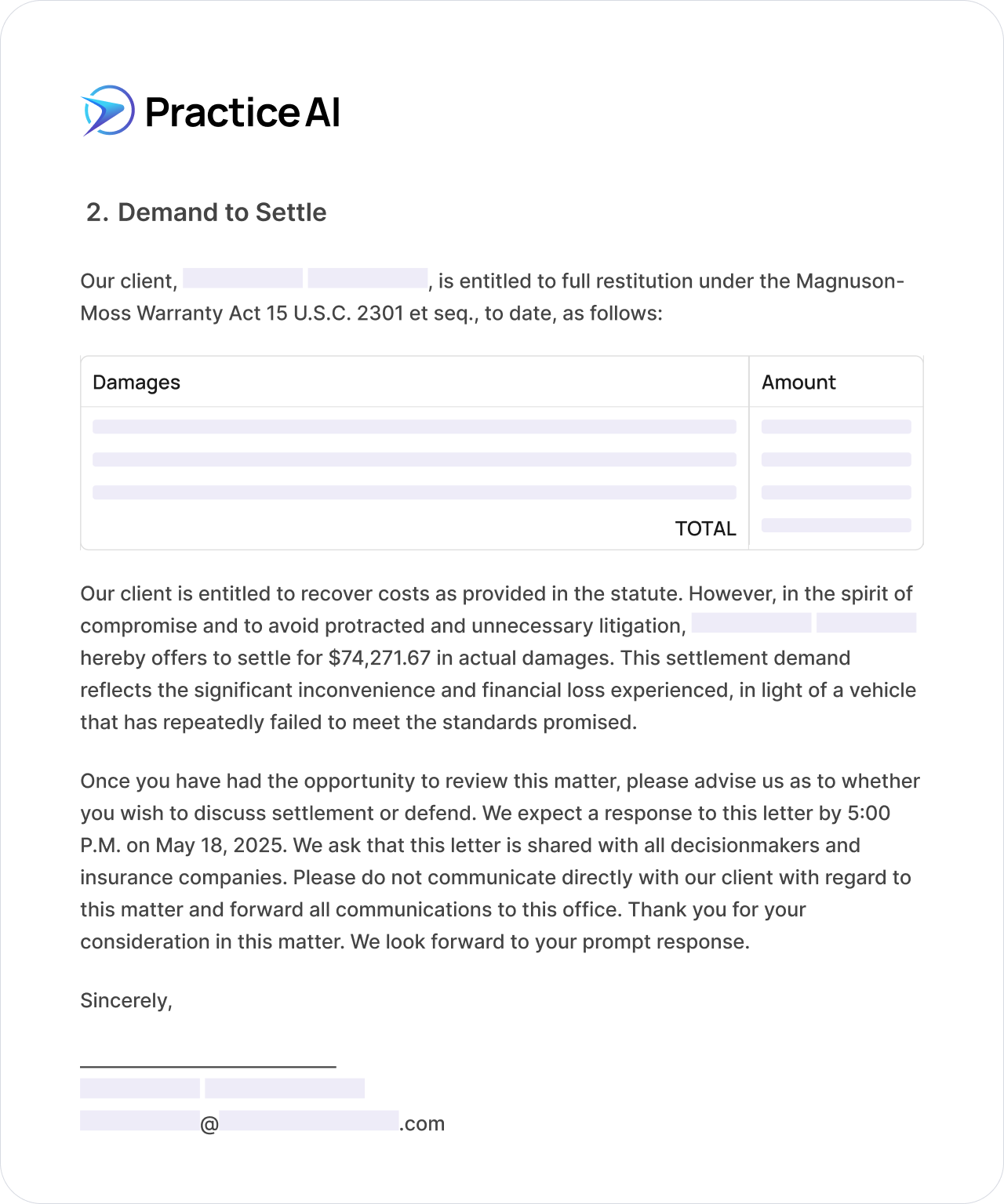 sample demand letter