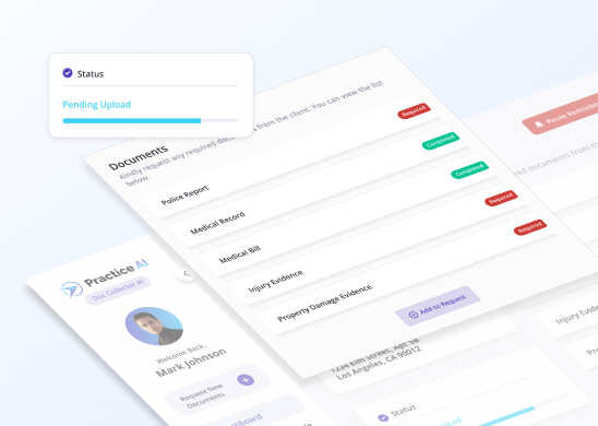 Completed client communication showing a transcript and a 31-second audio recording about a lemon law inquiry for a 2017 Toyota Camry with Law Practice AI, dated 20 Mar 2025, 8:47 AM.