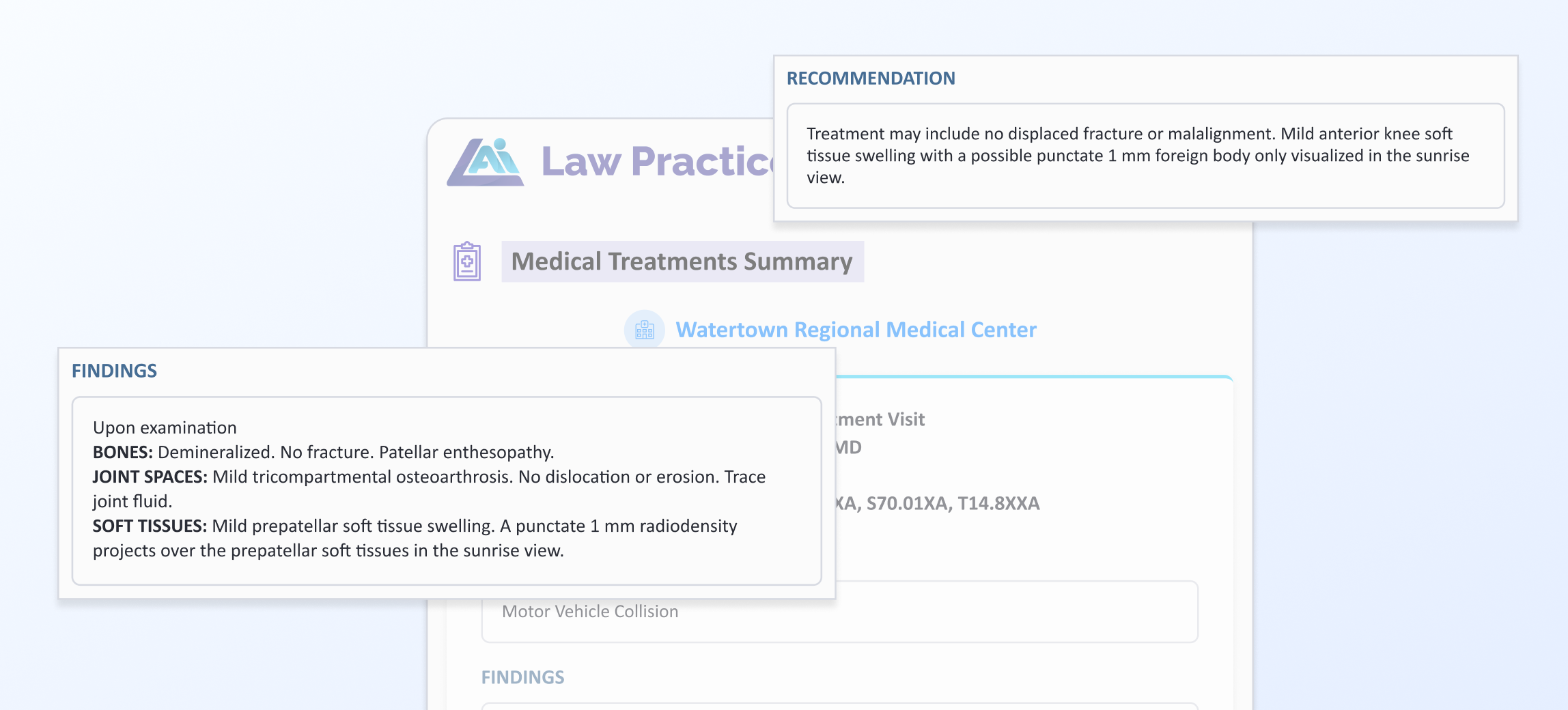 Completed client communication showing a transcript and a 31-second audio recording about a lemon law inquiry for a 2017 Toyota Camry with Law Practice AI, dated 20 Mar 2025, 8:47 AM.