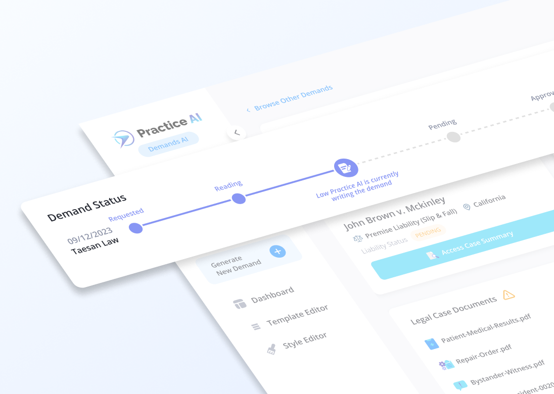 Completed client communication showing a transcript and a 31-second audio recording about a lemon law inquiry for a 2017 Toyota Camry with Law Practice AI, dated 20 Mar 2025, 8:47 AM.