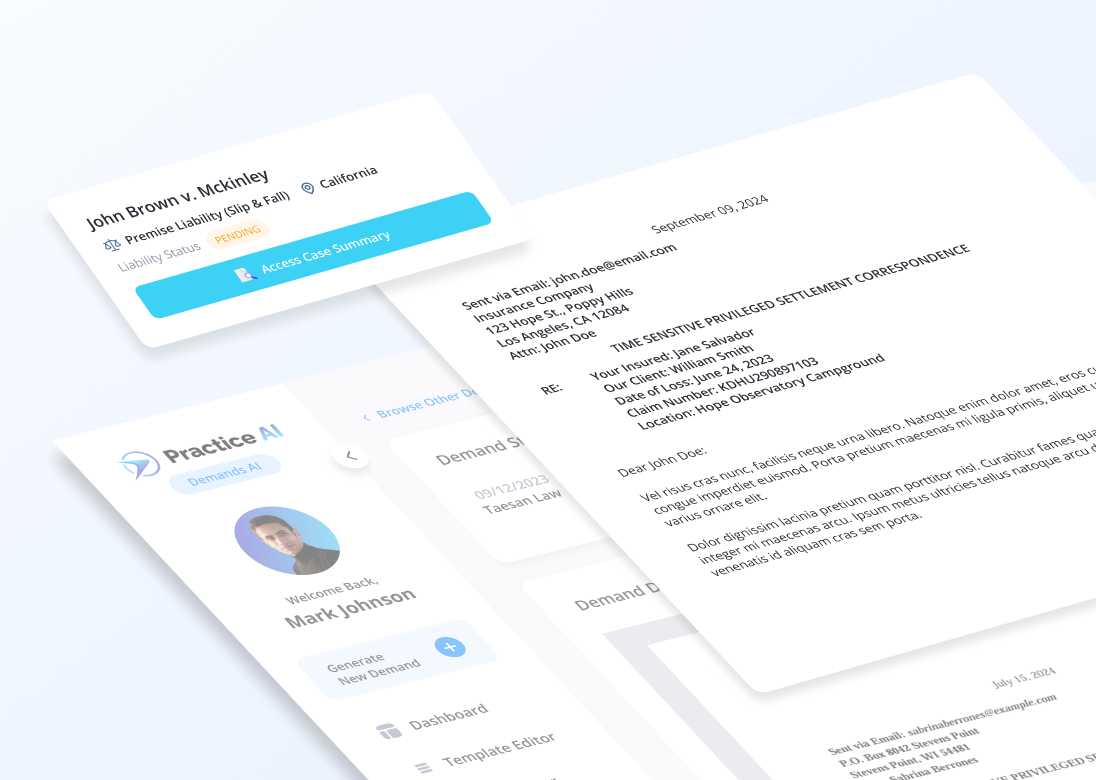 Completed client communication showing a transcript and a 31-second audio recording about a lemon law inquiry for a 2017 Toyota Camry with Law Practice AI, dated 20 Mar 2025, 8:47 AM.