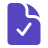 Purple document icon with a checkmark symbol inside it.